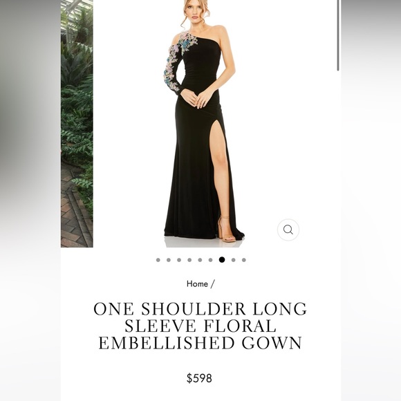 Like new Mac Duggal black long embellished maxi long one shoulder dress size 8 - Picture 5 of 6